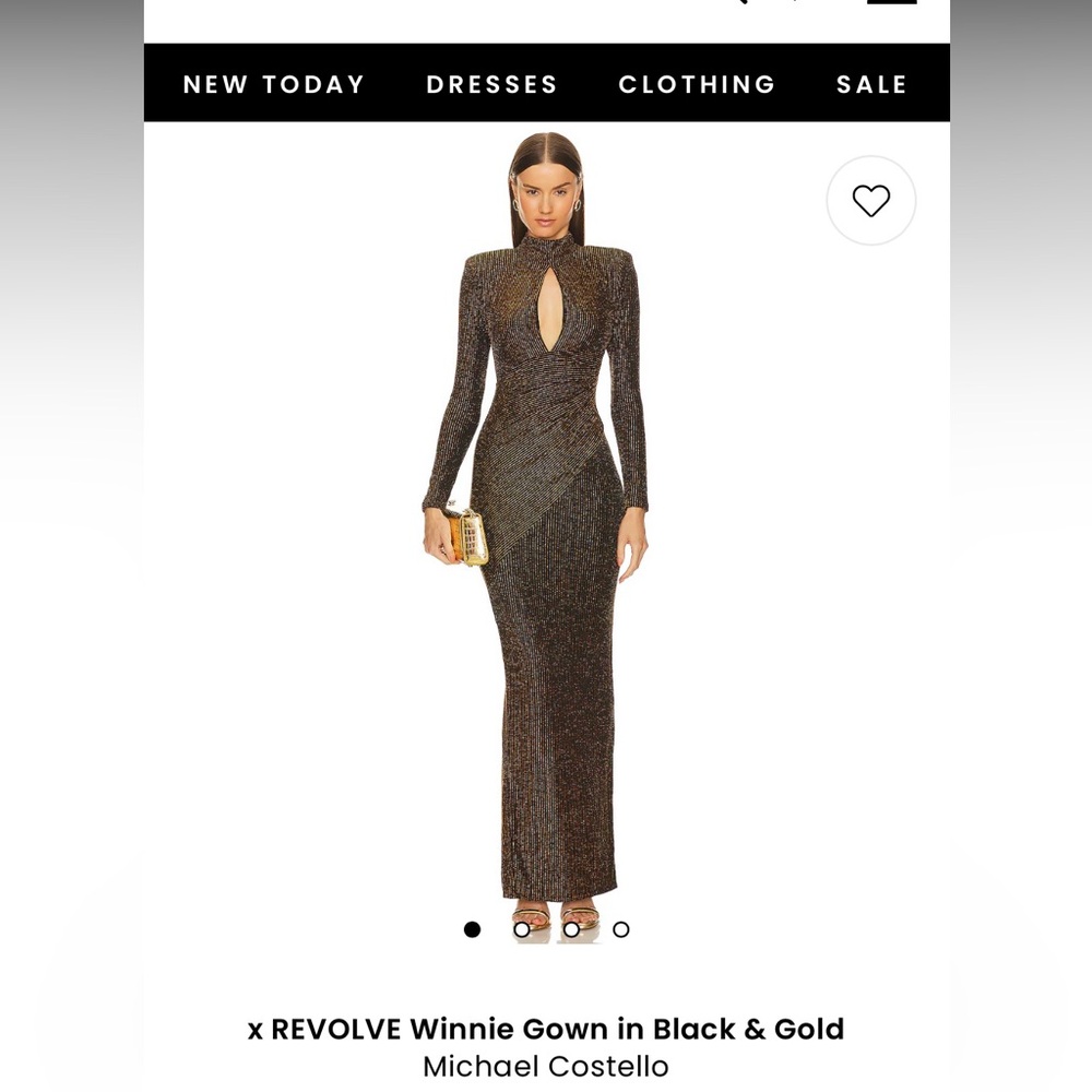 Michael Costello x REVOLVE Winnie Gown in Black and Gold